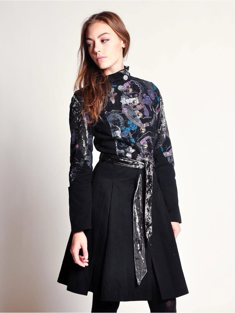Custo Barcelona Custo Line Printed Trench Coat Sz 38 Paint Splatter Glitter